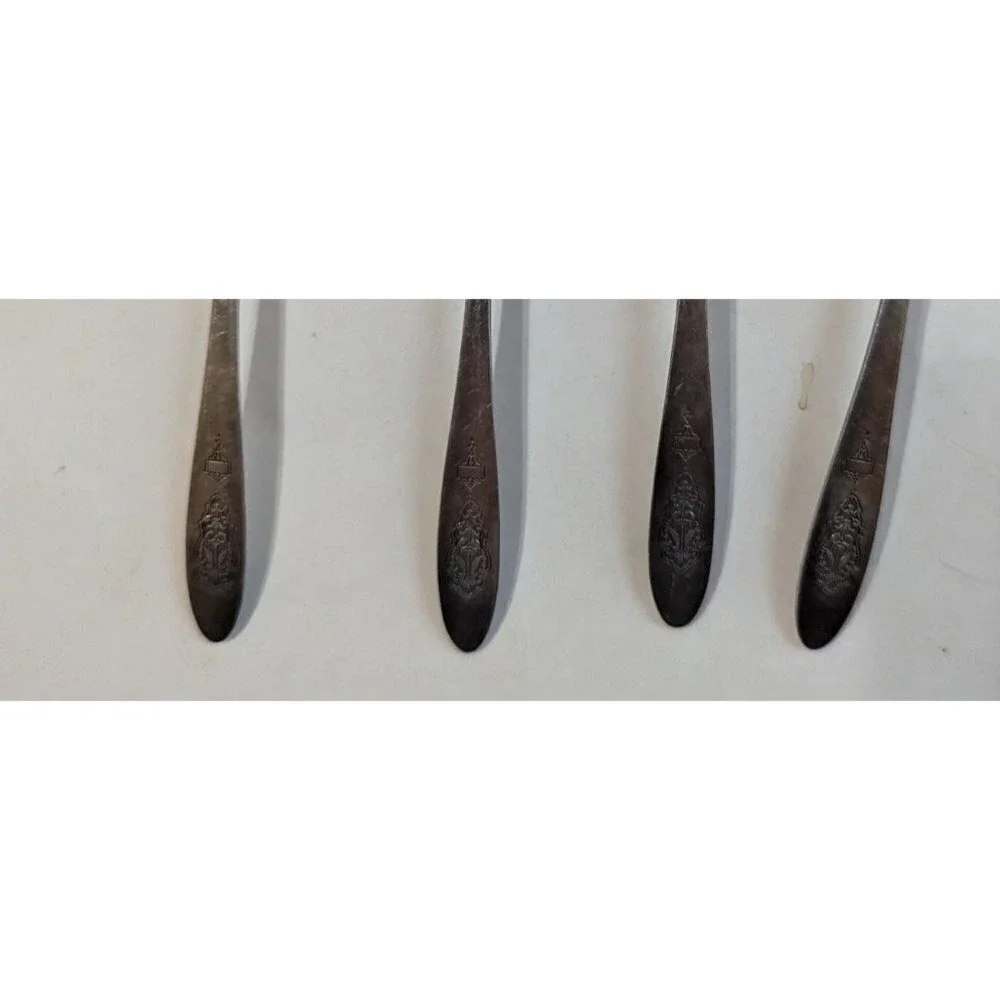 Oneida Bird of Paradise 1923 Community Silver Plate Teaspoons Set of 4 Vintage‎
